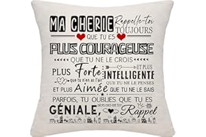 BOMMEX Cadeau d'inspiration pour épouse Petite Amie Ma chérie Rappelle-toi Toujours Que Tu Es Plus Courageuse housse de coussin l'anniversaire le jour de la Saint-Valentin le cadeau de Noël (Ma chérie)