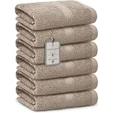HomeBurg Set of 6 Cotton Towels, Soft and Absorbent, Hotel Quality, Quick Drying, Easy Care, 40 x 70 cm, Sand