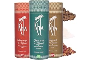 KHLA - Trío Mekong - Pimienta de Szechuan verde, Pimienta de Szechuan roja y Flor de sal de Kampot