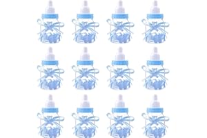 MaoXinTek Süßigkeiten Flasche Wiederverwendbar Candy Flaschen Geschenkbox Baby Candy BoxFavors Dekorationfür Babydusche Party Taufe 12 Stück Blau