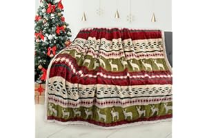 Catalonia Classy Coperta Sherpa Natalizia, Coperta Sherpa Coperta TV Super Morbida e soffice, Coperta Decorativa per Divano Letto Decorazione Vacanza, Motivo Natalizio, 130 x 150 cm