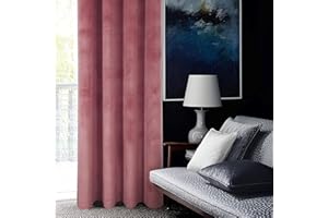 always4u Super Soft Velvet Curtains Pink Blackout Curtains 66x72 Inches Eyelet Thermal Insulated Fully Lined Window Treatment for Living Room 1 Pair