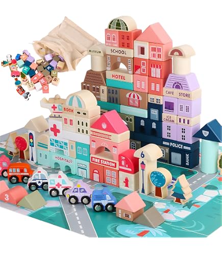 Bloques De Madera Apilables APLI Kids - Juego De 16 Piezas Con Motivo De Circo, Para Niños Desde 12 Meses