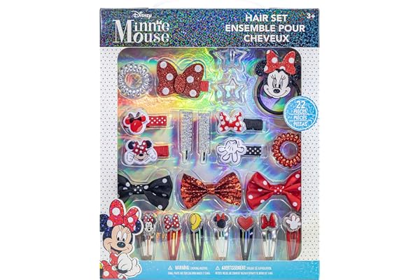 Disney Minnie Mouse Coffret cadeau d'accessoires pour cheveux pour filles - Townley pour filles de 3 ans et plus. Comprend 22 pièces, un nœud pour cheveux, des épingles à cheveux et plus encore