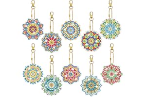 NAEBRO 10 Pezzi Fai da Te Pittura Diamante Portachiavi, Diamond Painting Kit con Strass per Principianti - Regali Decorazione Ciondolo Pendente