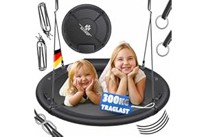 KESSER Balançoire nid d'oiseau - Diamètre 100 cm - Charge 300 kg - Coussin et poignées réglables - Pour enfants et adultes - Anthracite