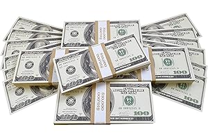 BIG SCREEN STACKS Prop Money Dollars - 500 Full Print Old Style $100 Dollar Bills - $50,000 Stack. for Movies, Advertising, Play, Fake, Party, Supreme Spray, Gun Cannon, Fancy Dress, Magic Tricks, Casino Games