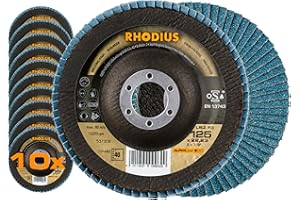 Rhodius Inox Fan Grinding Discs LSZ F3 Diameter 115, 125 mm K40 - K80 for Angle Grinder Abrasive Mop Discs 5 - 10 Pieces, Ø 125 mm, Grain size: 40