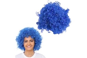 I LOVE FANCY DRESS Blue Afro Wig - Fancy Dress Accessory - Funky Large Curly Hair 70's Disco Clown Mens Ladies - Perfect for Fancy Dress Events - Pack Of 1