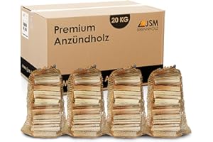 JSM-BRENNHOLZ Anzündholz 4 Netze a 5 Kg Anmachholz Anfeuerholz Brennholz trocken sauber und ofenfertig