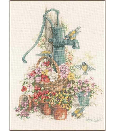 LANARTE Kit Punto Croce Contato Piccola Fata Decorativi per Pareti ca. 11,5 x 14 cm Set Fai da Te Creativo Adulti Ricamo Casa Decor Arte da Parete Kit per Hobby Cross Stitch