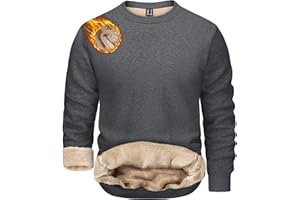 TACVASEN Men's Sweatshirts Warm Fleece Jumpers Sherpa Lined Pullover Sweater Classic Cotton Winter Sweatshirt