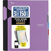 Five Star Advance Spiral Defter + &Ccedil;alışma Uygulaması, 3 Konu, Kolej &Ccedil;izgili Kağıt, 8-1/2 "x 11", 150 Yaprak, Spiral Koruma, H