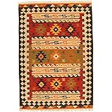Kilim Carpets by Jalal, Tappeto Kilim Sivas 2 60 x 120 cm Rosso/Multicolore