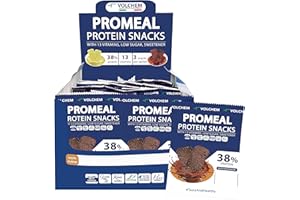 Volchem Promeal Protein Snacks 38, Snack Proteico al 38% di Proteine, con Vitamine, Senza Grassi Idrogenati, Conservanti e con Pochi Zuccheri (Cacao)