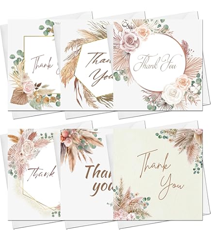 Gooji 4x6 Wedding Thank You Cards With Envelopes, Thank You From The New Mr And Mrs Cards, Matching Envelopes, Pack Of 20, Wedding Shower Thank You Cards Bulk (Cake & Car - View #6