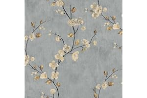 xupingjiti Papier peint autocollant - Motif : fleurs, aquarelle, feuilles et fleurs - 44 x 300 cm - Film décoratif vintage - décoratif pour meubles - adhésif en vinyle PVC Imperméable