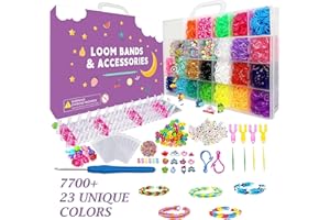 HJZWTS 7700+ Loom Bands Kit Includes Colorful Premium Rubber Quality Craft Kit and Accessories Inspire Creativity and Skill Development Great Gift for Kids