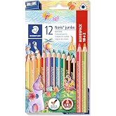 STAEDTLER Noris Club 128 NC12P1 Coloured Pencils Box of 12 with Sharpener | Ergonomic jumbo body, resistance A&middot;B&middot;S to break &ndash;