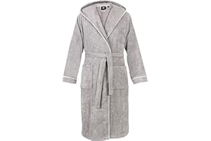 LAYNENBURG Szlafrok męski frotte, z kapturem, długi, 100% bawełna (380 g/m2), OEKO TEX Standard 100, rozmiar M, L, XL, XXL, 3XL