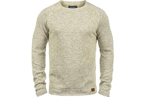 Blend BHDan Herren Strickpullover Feinstrick Pullover mit Rundhalsausschnitt Baumwollmischung Label-Patch Regular fit