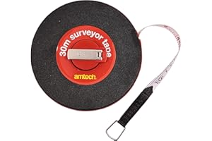 Amtech - Fibreglass Tape Measure, Surveyors Tape Measure with Dual Metric and Imperial Measurements, Durable, Suitable for Outdoors, Ergonomic Casing, Metal Ring for Quick Attachment (30m)