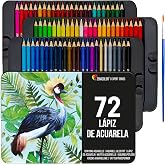 Zenacolor - 72 Watercolour Pencils - For Adults and Professionals | With Brush and Metallic Case &middot; Colors for Painting and Co