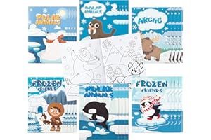 Haooryx 24Pcs Polar Animal Arctic Coloring Books for Kids Polar Bear Penguin Drawing Booklet Pattern Painting Books School Classroom Art Craft Activity Christmas Birthday Gift Newyear Party Supplies