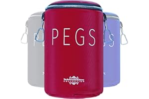 THE BARKWORTH & HATHAWAY COLLECTION The Barkworth & Hathaway Peg Bag – Waterproof & Zip-Top Clothes Peg Holder with Shoulder Strap & Hook | Durable 1680D Nylon | Weather-Resistant Storage for Washing Line Pegs – Grey, Blue, Pink