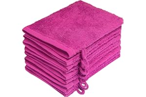 NatureMark Confezione da 10 guanti da bagno in spugna, salviette in 100% cotone, da 15 x 21 cm, di colore rosa