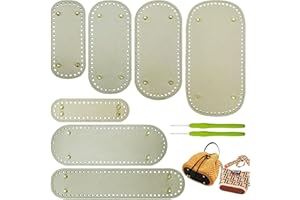 Yayatty 7 Stück Taschenboden zum Häkeln Leder, Golden Oval Tasche Taschenboden Kunstleder Boden Tasche Häkeln mit Häkeln für Taschenherstellung
