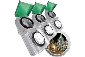 4smile Temporizador para exterior, juego de 3 - Toma temporizadora mecánica IP44 para exterior con gran capacidad de conmutación - Temporizador analógico para exterior, fácil de manejar