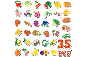 SPRITEGRU 35 Aimants Fruits et Légumes, Adorables Fruits et Légumes Magnétiques, Aimants de Réfrigérateur en Mousse Épaisse, Jolis Jouets Éducatifs d'apprentissage pour Les Petits Enfants de 1 à 2 Ans