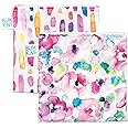Bumkins Sandwich Bag / Snack Bag, Reusable, Washable, Food Safe, BPA Free, 7x7, 2-Pack, Watercolor & Brushstrokes