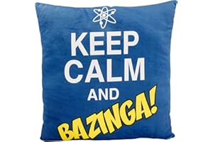 Big Bang Theory The 0122078 Coussin en Polyester de 40 x 40 x 3 cm avec Inscription « Keep Calm and Bazinga » Noir
