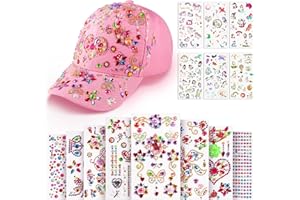 BuYupop Geschenke für Mädchen DIY Baseballkappe Schulanfang Geburtstag Geschenk Mädchen 4 5 6 7 8 9 10 11 Jahre Basteln Mädchen Baseballkappe Selbst Gestalten mit Edelstein Aufklebern