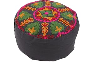 GURU SHOP Guru-Shop Cuscino di Meditazione Ricamato con Ripieno di Farro, Cuscini di Yoga, Cuscini di Seduta, Cuscini sul Pavimento, Cuscino - Blu, Dicotone, 15x29x29 cm, Cuscini di Meditazione