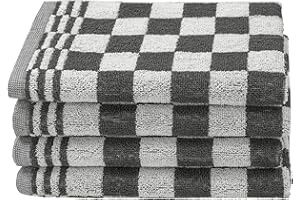 ZOLLNER Juego de 4 paños de Cocina de algodón en 50x50 cm - paños de Cocina Muy absorbentes y Resistentes - Lavables hasta 60°C - en Grises a Cuadros - Calidad hostelería - Certificado Oeko Tex