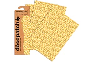 DECOPATCH Décopatch C709O - Une pochette de 3 feuilles de papier imprimé 30x40 cm, Fleurs sur fond jaune