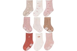 J Poqobog Rutschfeste Socken für Baby Mädchen Jungen 9 Paar Kinder Anti Rutsch abs Socken Sportsocken Stoppersocken