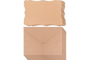 Belle Vous Carte Papier Craft Vierge avec Enveloppes (Lot de 50) - 17,6 x 12,4 cm - Lot Enveloppe Kraft avec Carte - Confection Cartes Cadeaux & Vœux, Invitations Mariage, Anniversaire & Baby Shower
