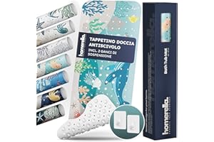 Homerella® Tappetino antiscivolo vasca da bagno bambini 100 x 40 cm | Tappeto antiscivolo doccia bambini | Extra confortevole e antibatterico (Aqua)