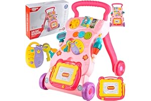 MalPlay Laufwagen 3 in 1 mit Zaubertafel, Piano und Baby Handy | Lauflernhilfe Gehhilfe Musik und Spielzeugen | Lauflernwagen für Babys ab 6 Monaten