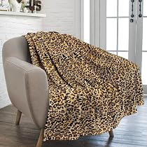 Coperta Plaid, Coperta Pelosa, Super Morbida Fluffy Coperta Pelliccia, Lussuose Coperte in Pelliccia ​Sintetica, Coperta Artificiale con Leopardo, Coperte Decorative Divano Letto-80×150 cm