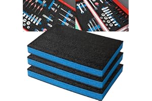 Precision Defined Schiuma per Cassette degli Attrezzi - Inserti in Schiuma per Custodie, Shadow Foam, Schiuma per Attrezzi - Nero/Blu (45,7 x 30,4 x 5 cm, Confezione da 3)