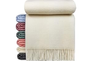 ‎STTS INTERNATIONAL STTS International Wolldecke 100% Schurwolle Wohndecke 140 x 200 cm Tagesdecke Schurwolldecke Woll-Plaid Tirol in vielen Farben erhältlich (Cremeweiß/Elfenbein (D-V))