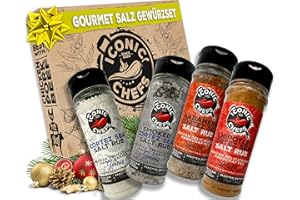 ‎ICONIC CHEFS ICONIC CHEFS® Gourmet Salz Gewürze Geschenkset 100% aus MEXIKO - Salz Geschenk mit Rauchsalz, Steak Salz, Chipotle Chili & Habanero Gewürzsalz - Geschenkset Salz - Grillgewürze Geschenkset