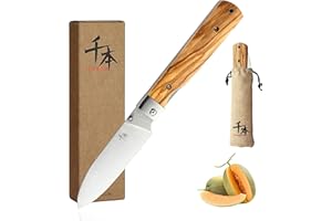 SENBON 440A Acier Inoxydable Ultra Pointu Pliant Japonais Peeling Couteau Utilitaire Poignée Olive Naturelle Camping Voyage En Plein Air Portable Couteau