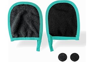 ECHOLLY 2er-Pack Gesichts-Peeling-Handschuhe aus Seide – Doppelseitige, wiederverwendbare Mikrofaser-Make-up-Entferner-Handschuhe – Gesichtsreinigungshandschuh für Frauen und Mädchen – Schwarz