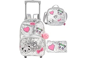 HTgroce Zaino Trolley Scuola Elementare 16inch Bambina Asilo, 42X29X20cm Kit da Viaggio Scolastico 3 in 1 Regali per Ragazzi